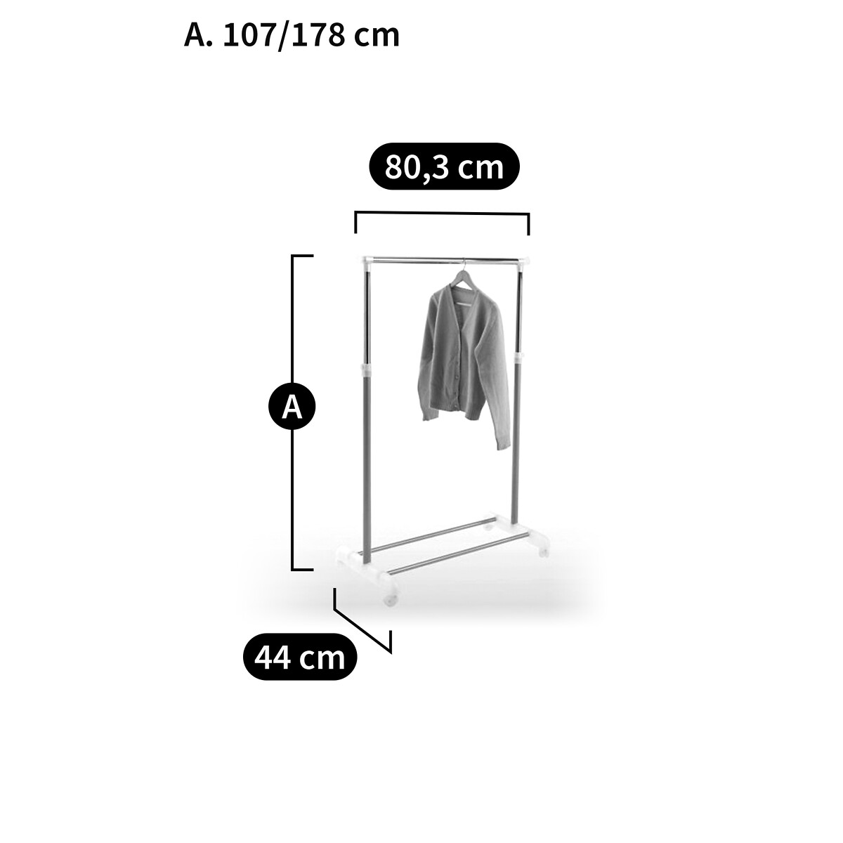 Kleiderstange mit rollen, So\'home | aluminiumgrau höhenverstellbar La Redoute