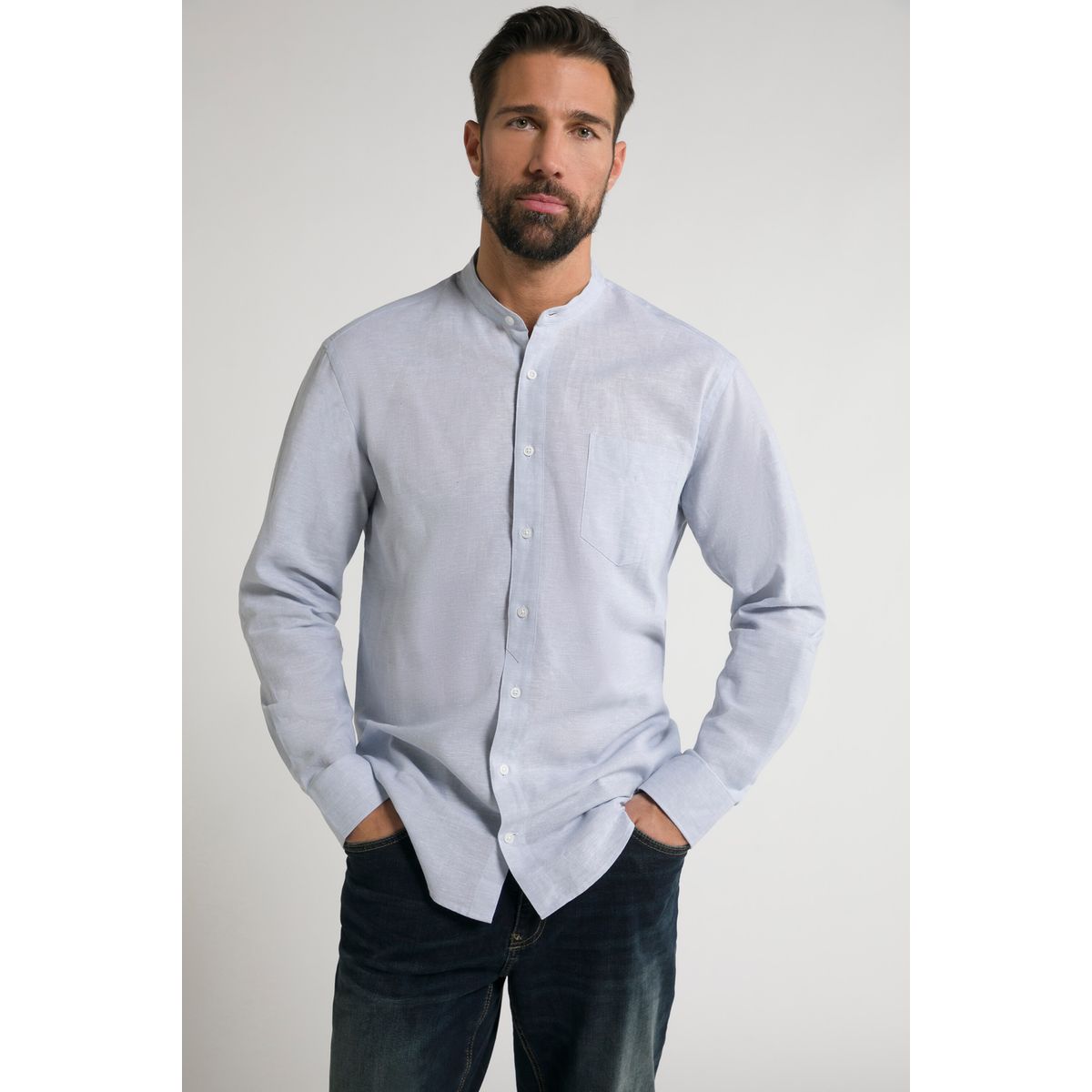 JP 1880 Chemise En Lin Mélangé Homme Grandes Tailles L-8XL - Manches Longues, Col Boutonné, Coupe Modern Fit 782629