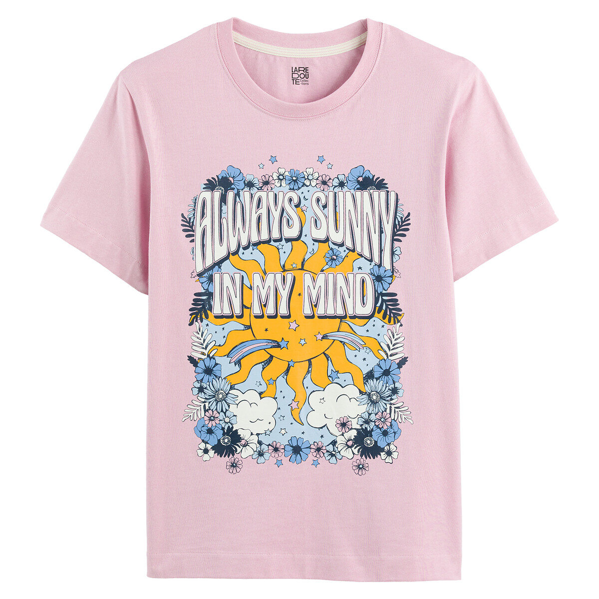 Cotton Slogan T-Shirt with Seventies-Inspired Print and Crew Neck