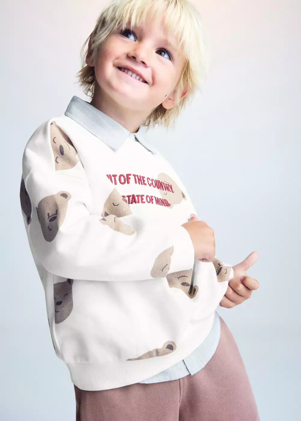 Sweat en coton à motif ours, MANGO BABY