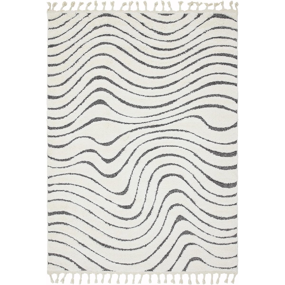 Tapis salon et chambre moderne à franges RIDGE, NOVATREND
