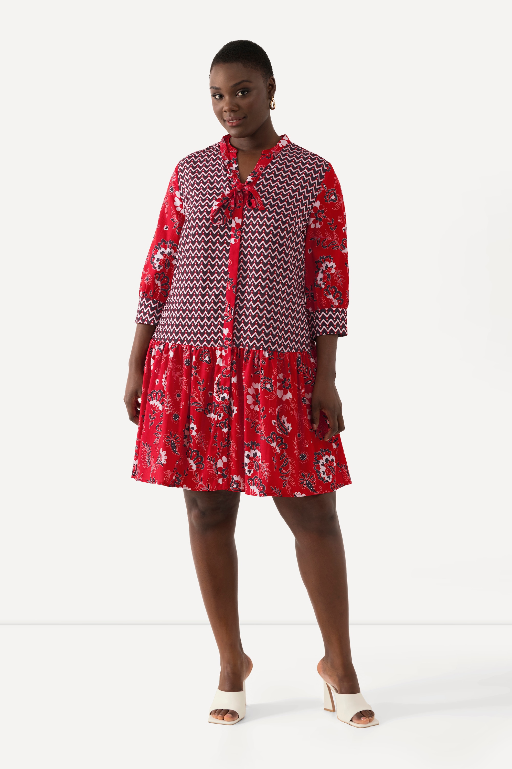 Blouse en lyocell, ruban à nouer, nœud, ULLA POPKEN