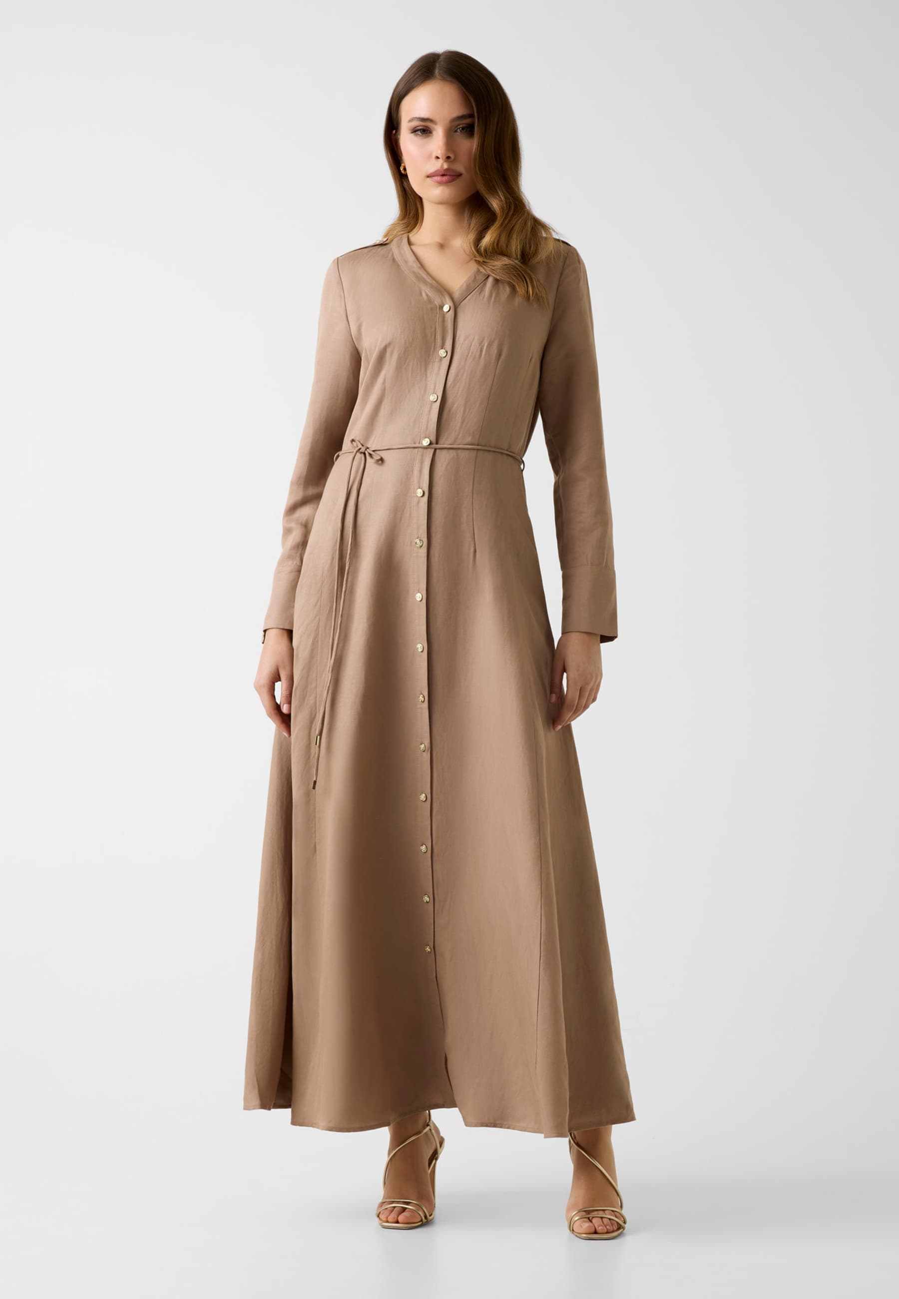 Robe Maxi En Mélange De Lin, GUESS