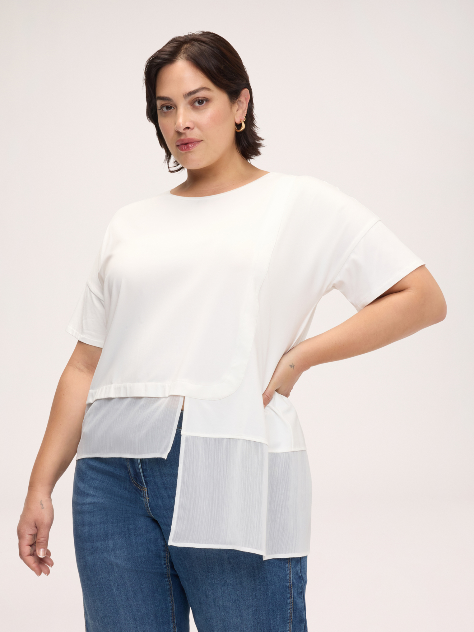 T-shirt avec insert asymétrique, FIORELLA RUBINO