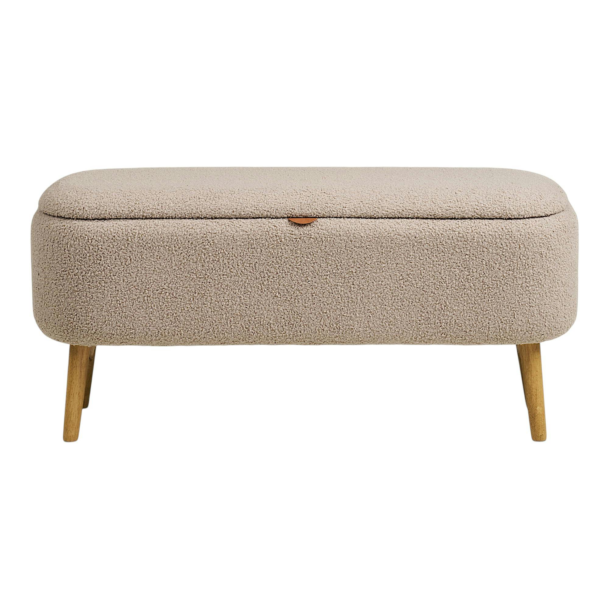 Banc coffre d'entrée en bouclette beige BERLIN, PIER IMPORT