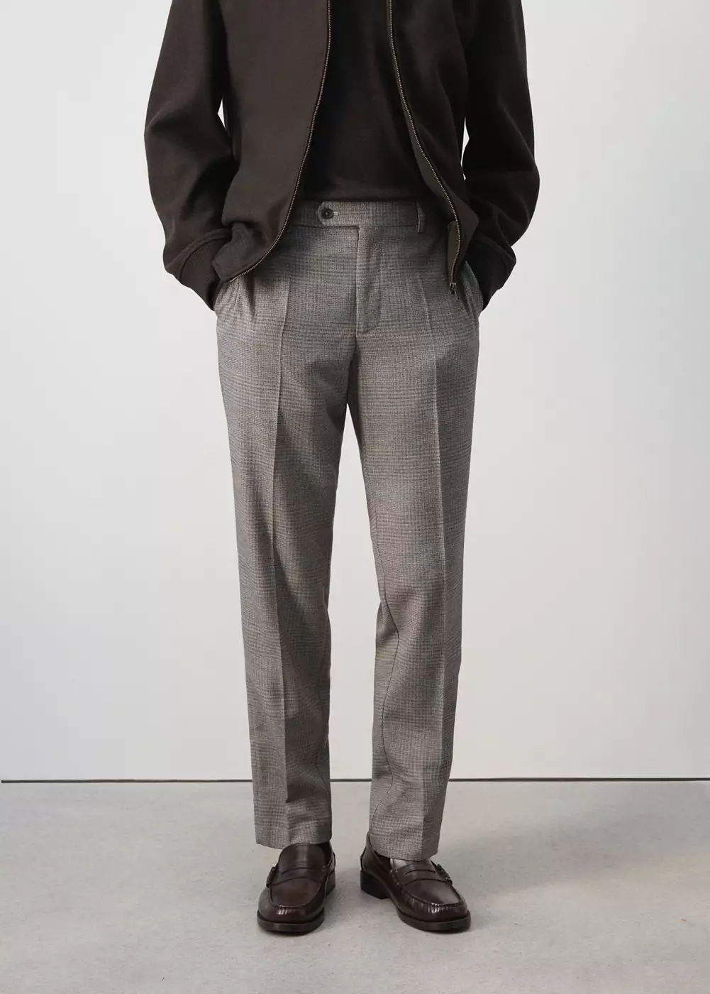 Pantalon laine mélangée à carreaux, MANGO MAN
