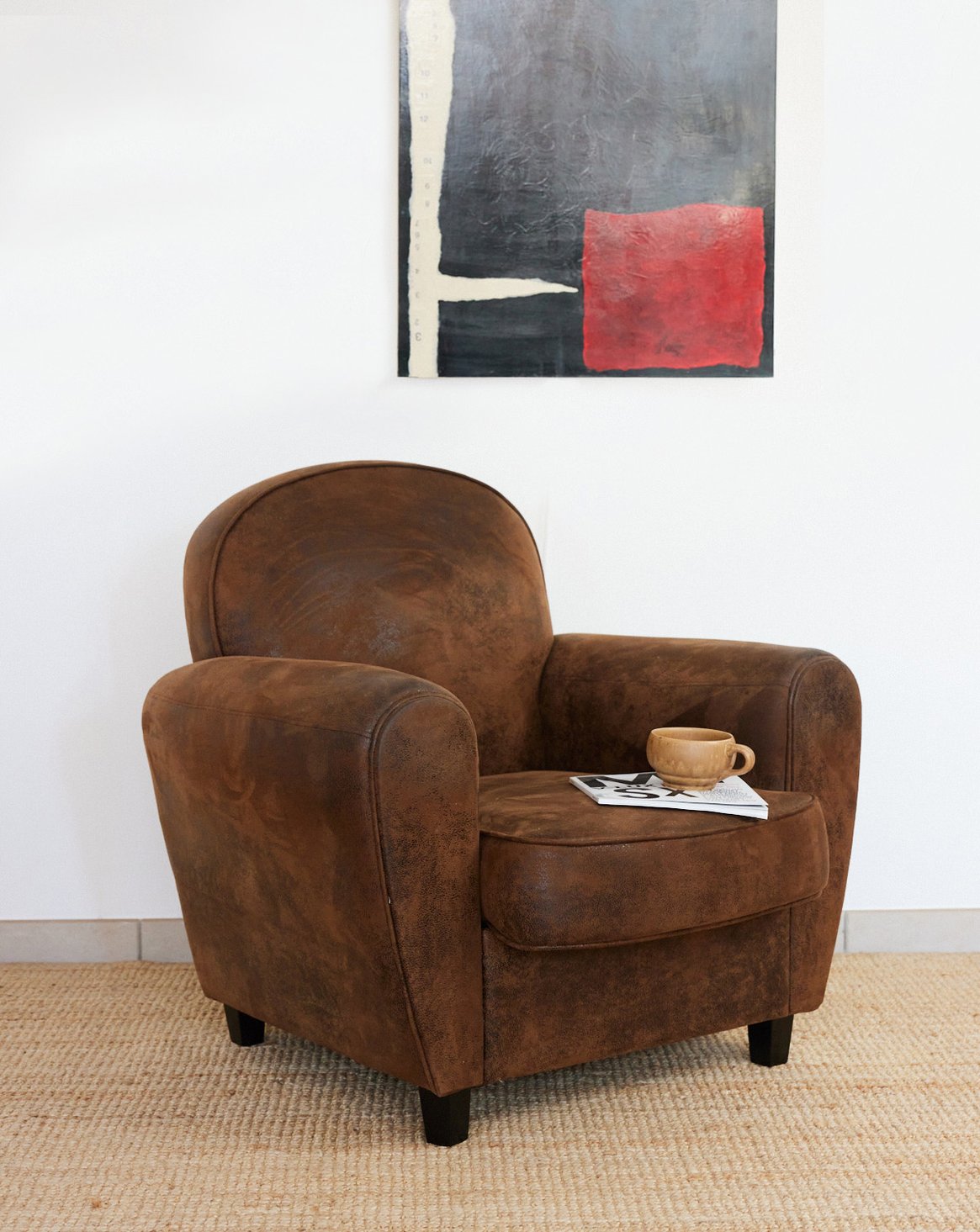 Fauteuil club en simili cuir Ernest N°1648 - Bon état, DEBONGOUT