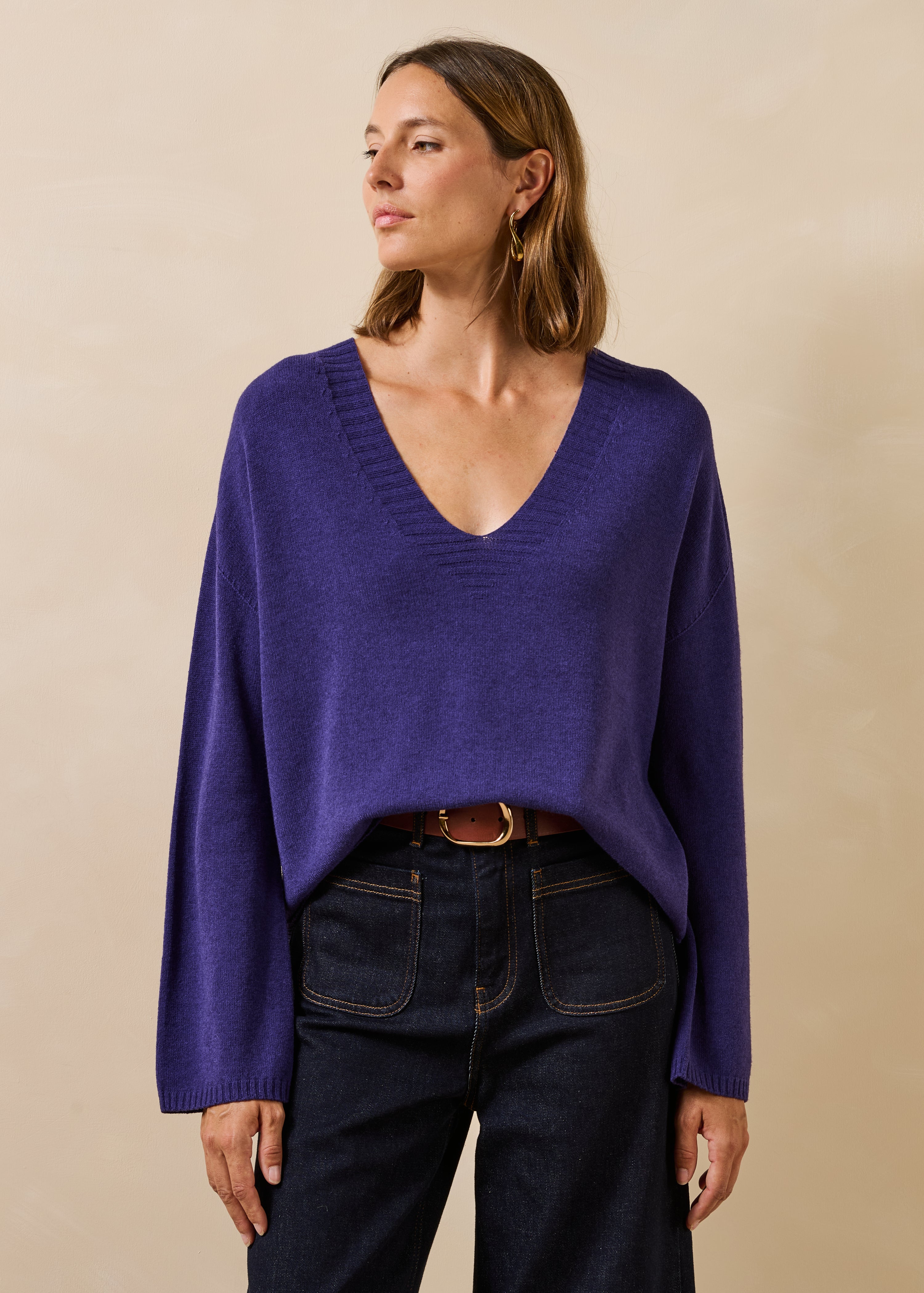 Pull manches longues col V, LA FEE MARABOUTEE