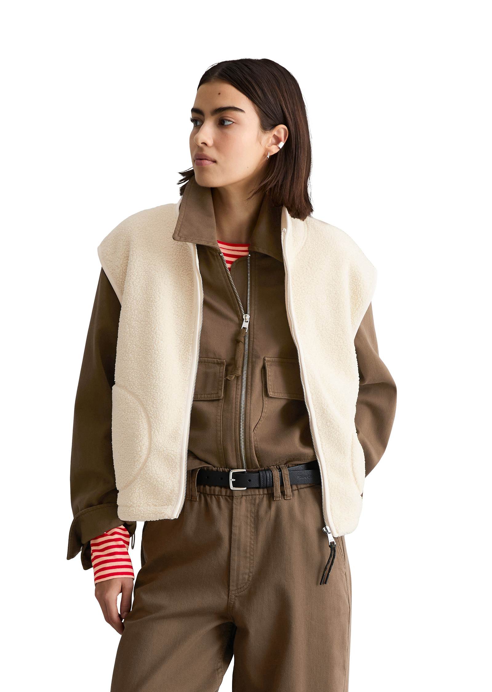 Gilet Teddy relaxed en polyester recyclé, MARC O’POLO DENIM