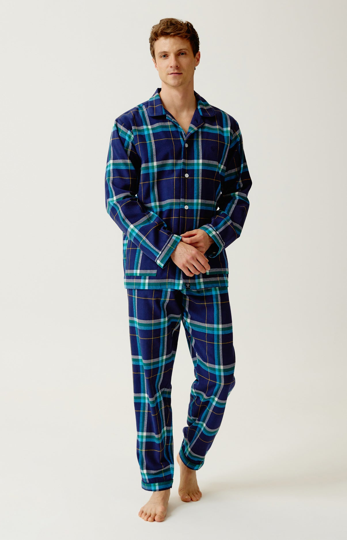 Pyjama boutonné en flanelle de coton à carreaux Mark, ARTHUR