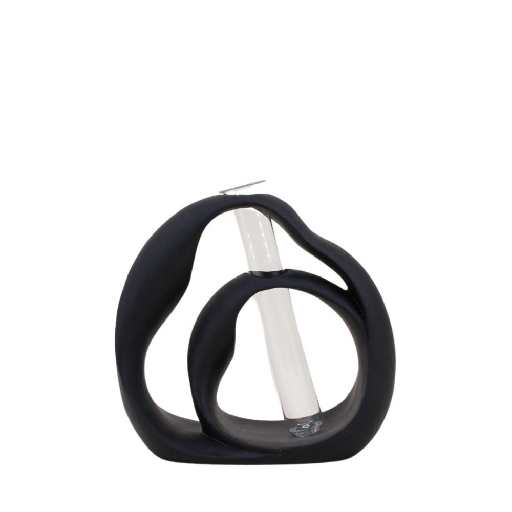 Vase soliflore structure en résine, H22cm, ORNAMI