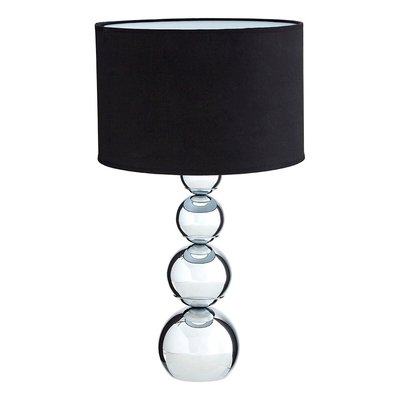 Chrome Base with Clear Orb Detail and Black Shade Table Lamp SO'HOME