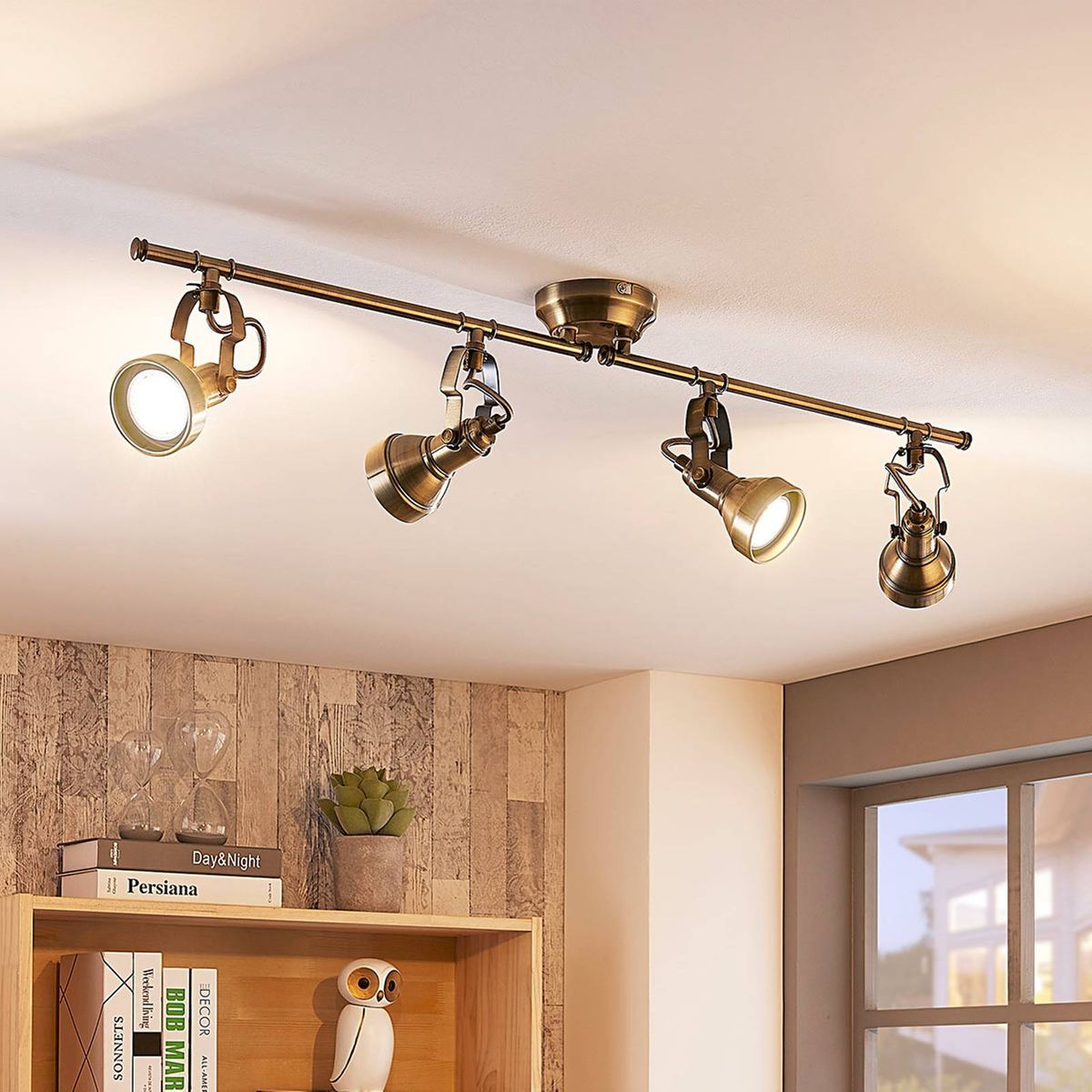 plafonnier en metal industriel led, perseas