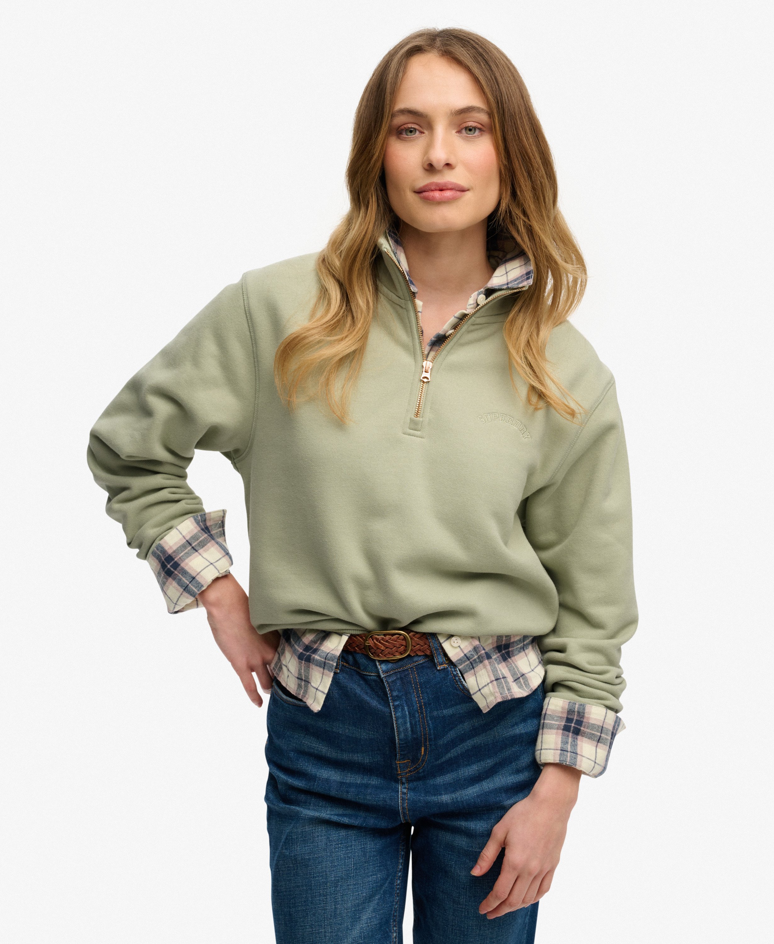 Pull à demi-zip avec logo brodé Essential, SUPERDRY