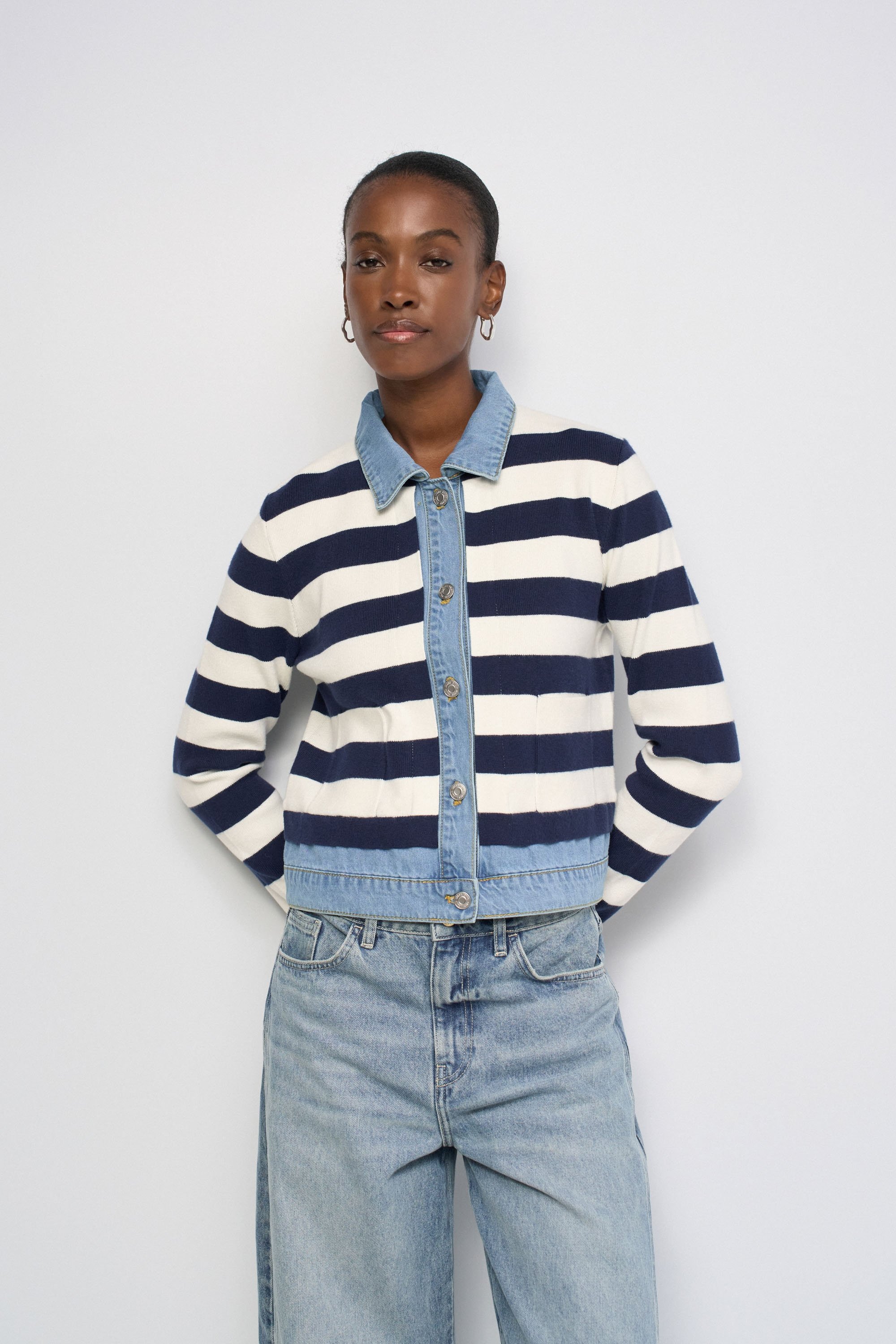 VESTE EN MAILLE AVEC DÉTAILS DENIM, SALSA JEANS