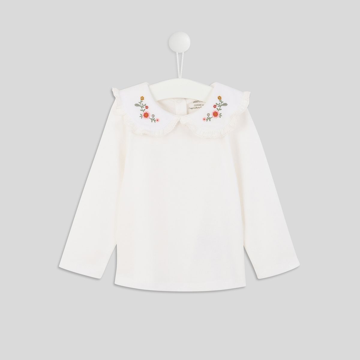 Blouse en gaze de coton bébé col volanté - écru, Bébé