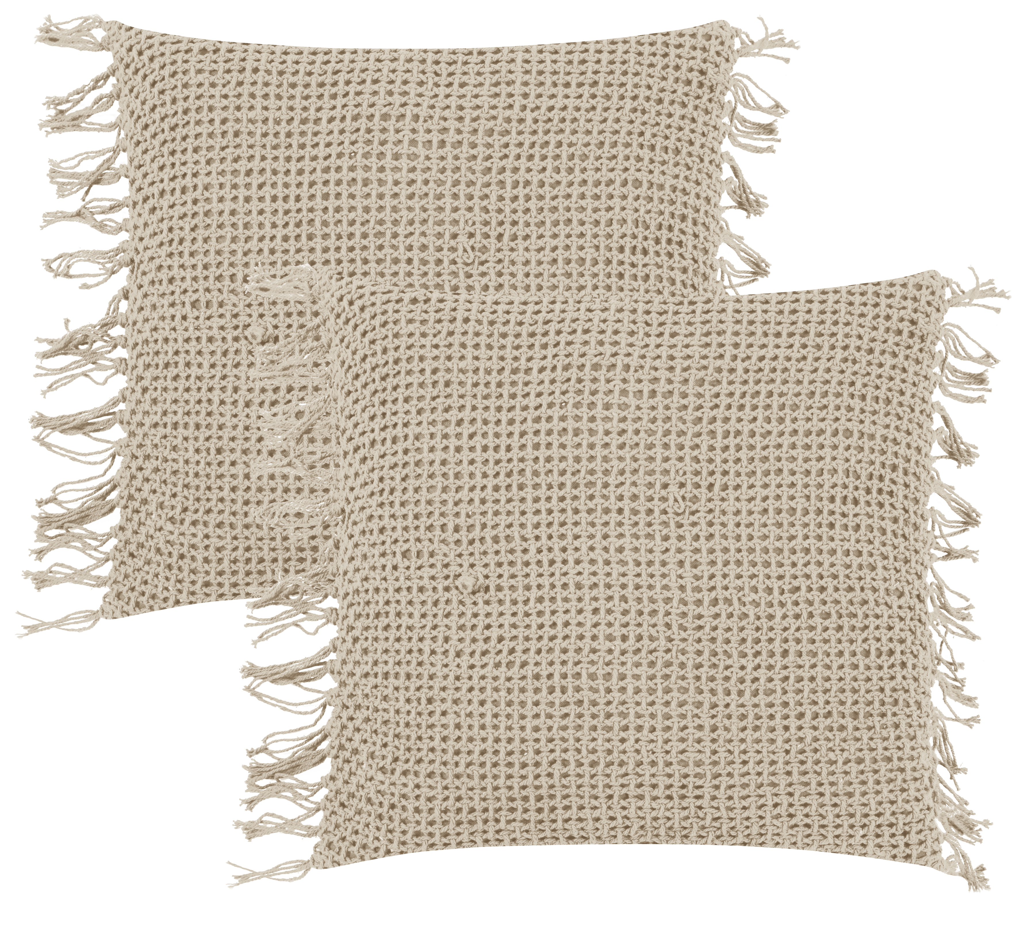 Housses de coussin macramé à franges RAFIKI-lot de 2, MAGMA HEIMTEX