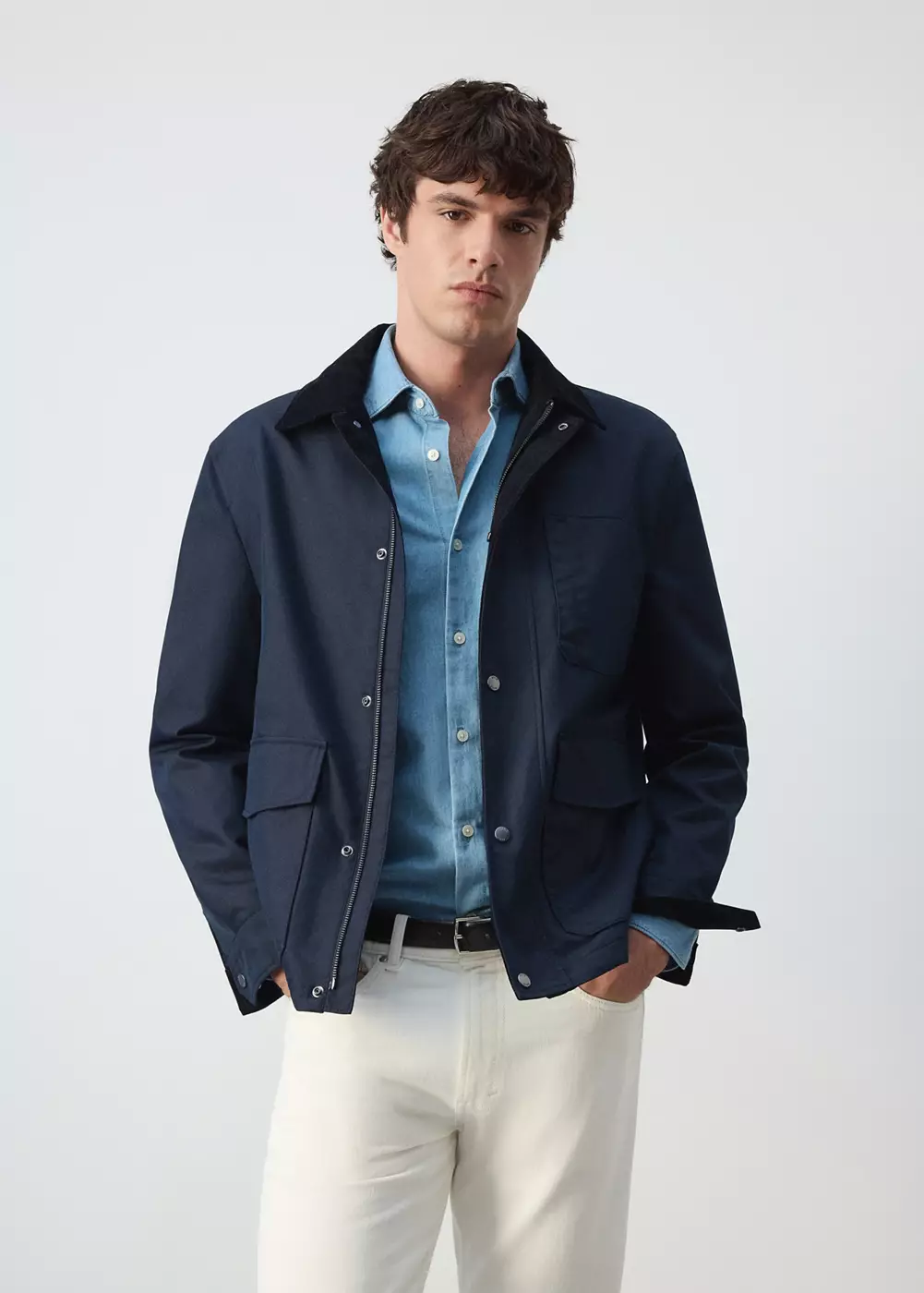 Blouson coton mélangé déperlant, MANGO MAN