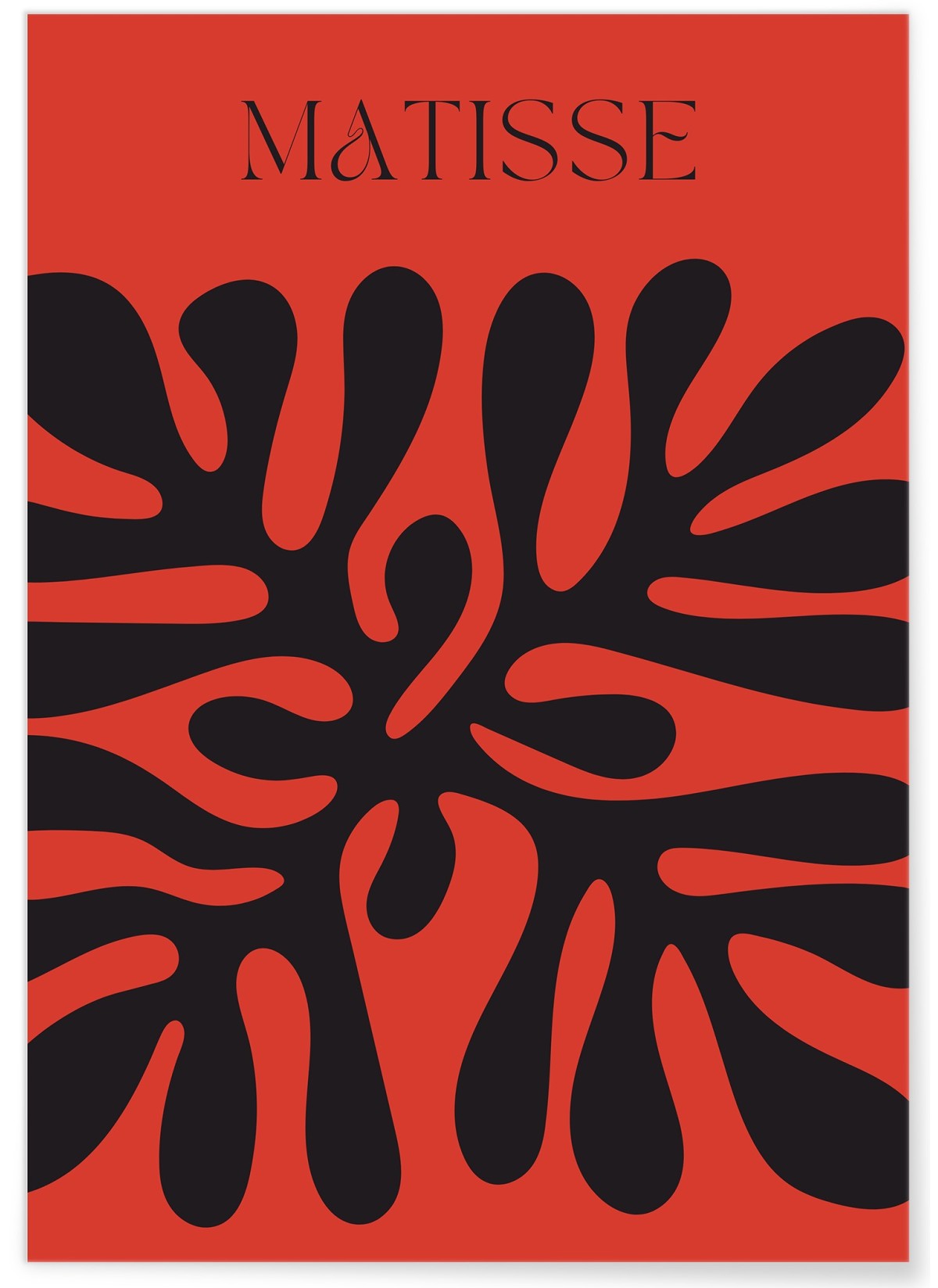 Affiche Matisse minimaliste – Motif organique noir et rouge, L'AFFICHERIE