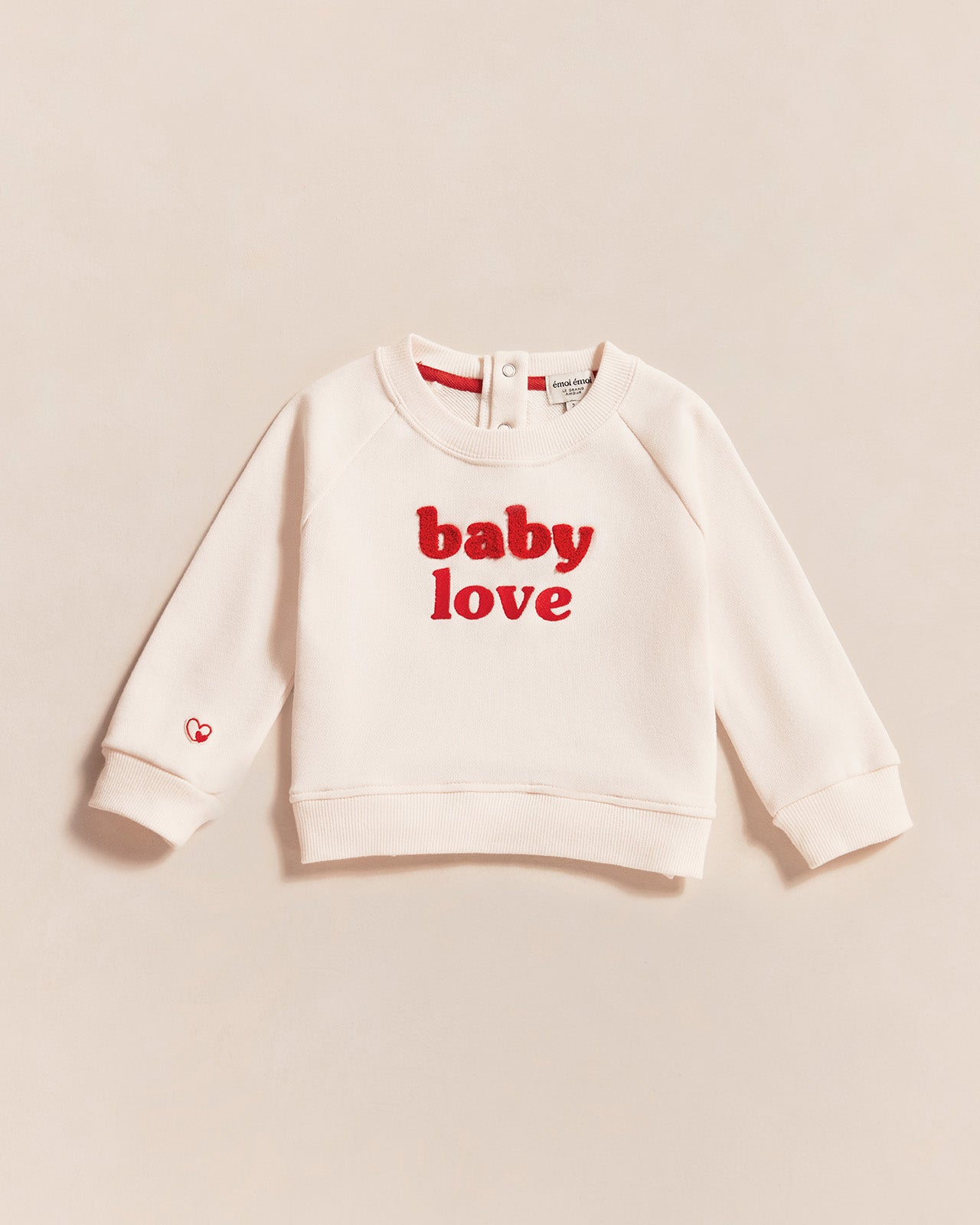 Sweat brodé en coton bio, LOVE ROUGE, EMOI EMOI