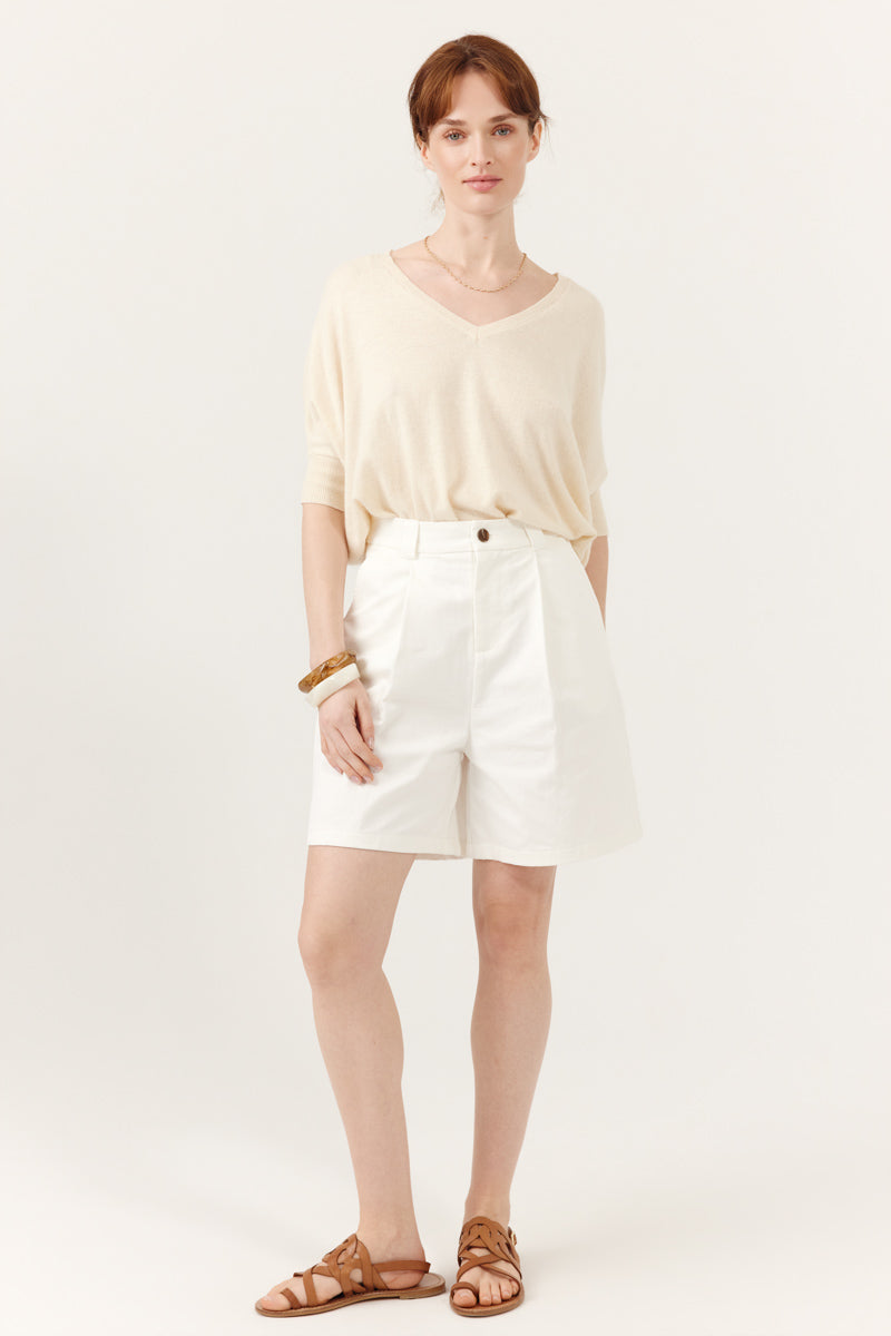 Short taille haute coupe structurée avec plis sur le devant Atea, ARTLOVE