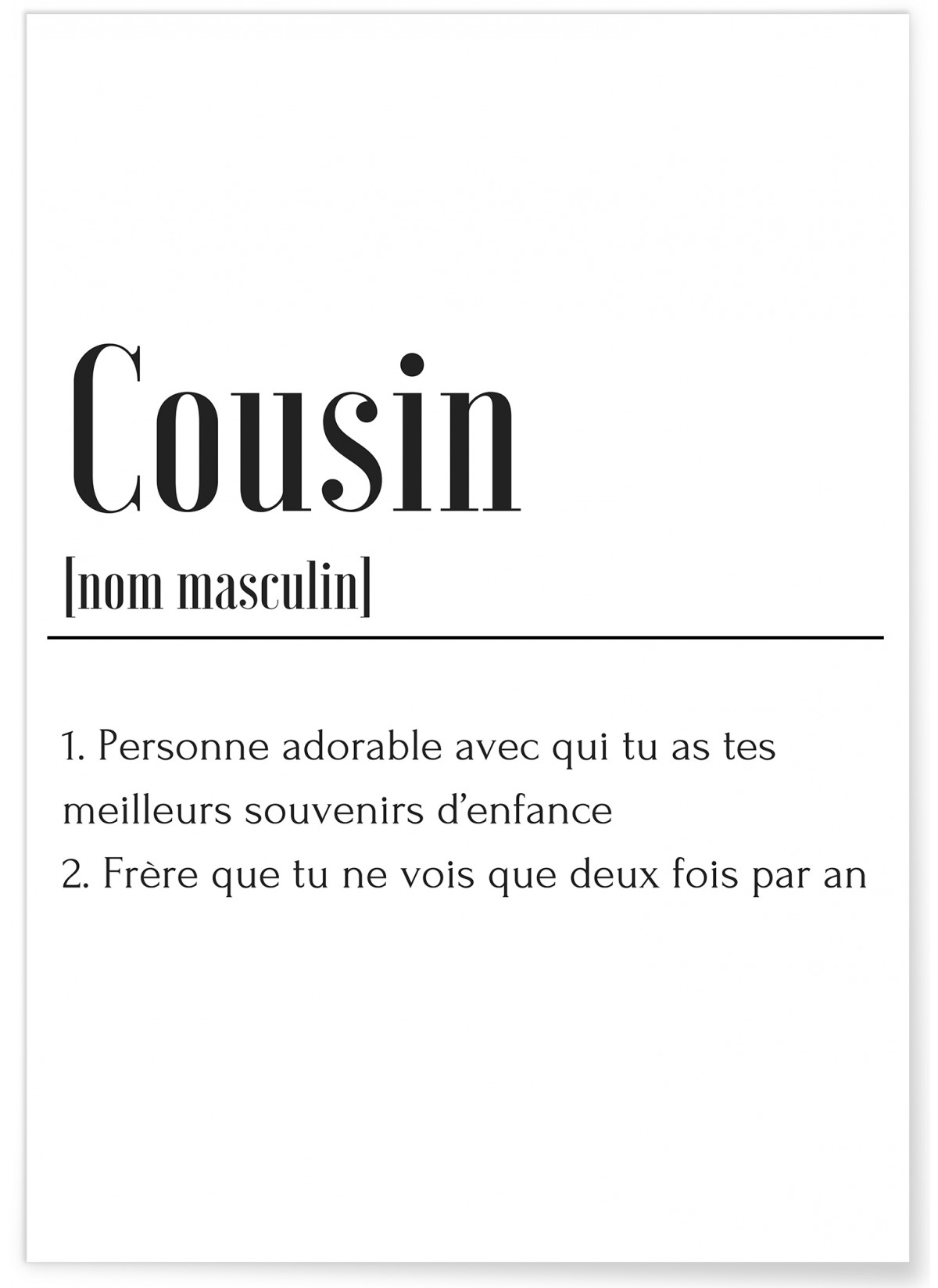 Poster Définition Cousin, L'AFFICHERIE