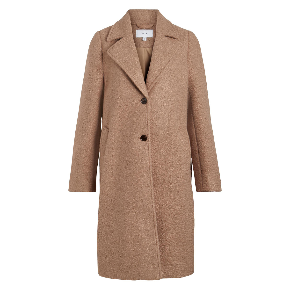 Image of Mid-Season Long Coat with Button Fastening