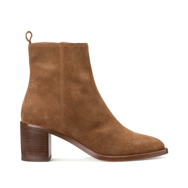 Les signatures - suede ankle boots with block heel, taupe, La Redoute ...