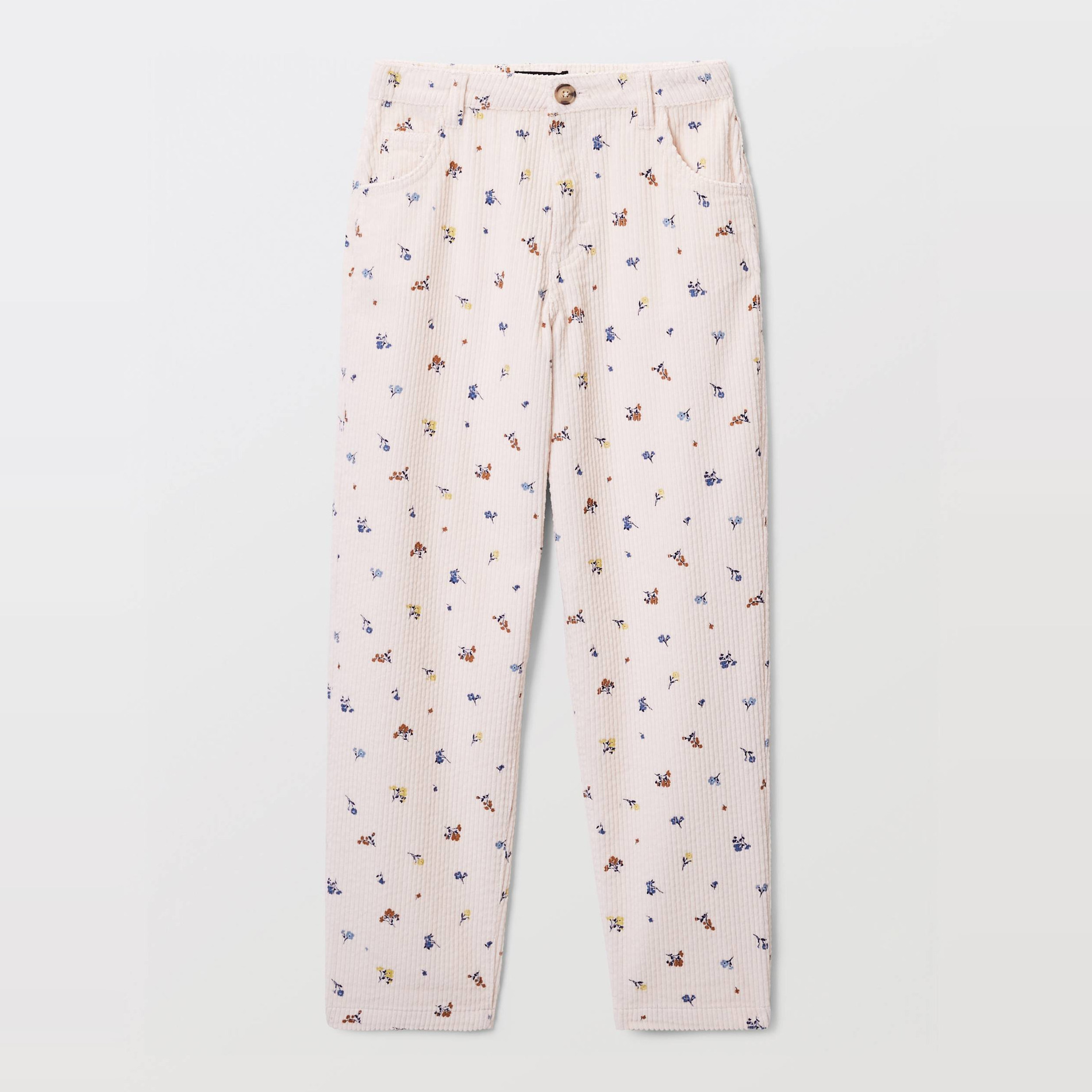 Pantalon en velours côtelé imprimé, MONOPRIX