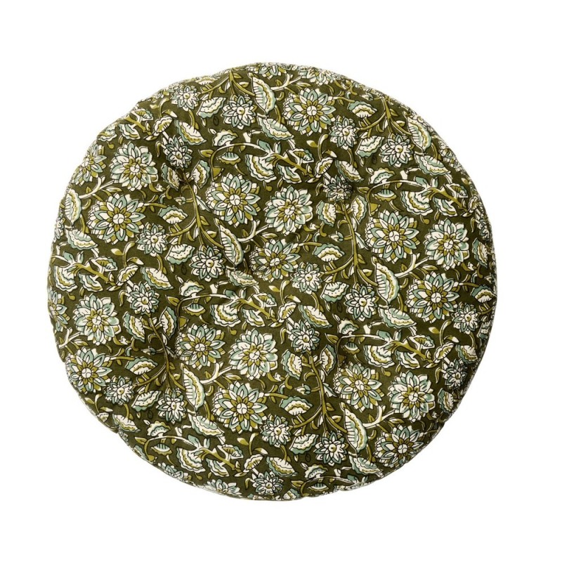 Coussin de chaise rond coton imprimé floral, MADAM STOLTZ