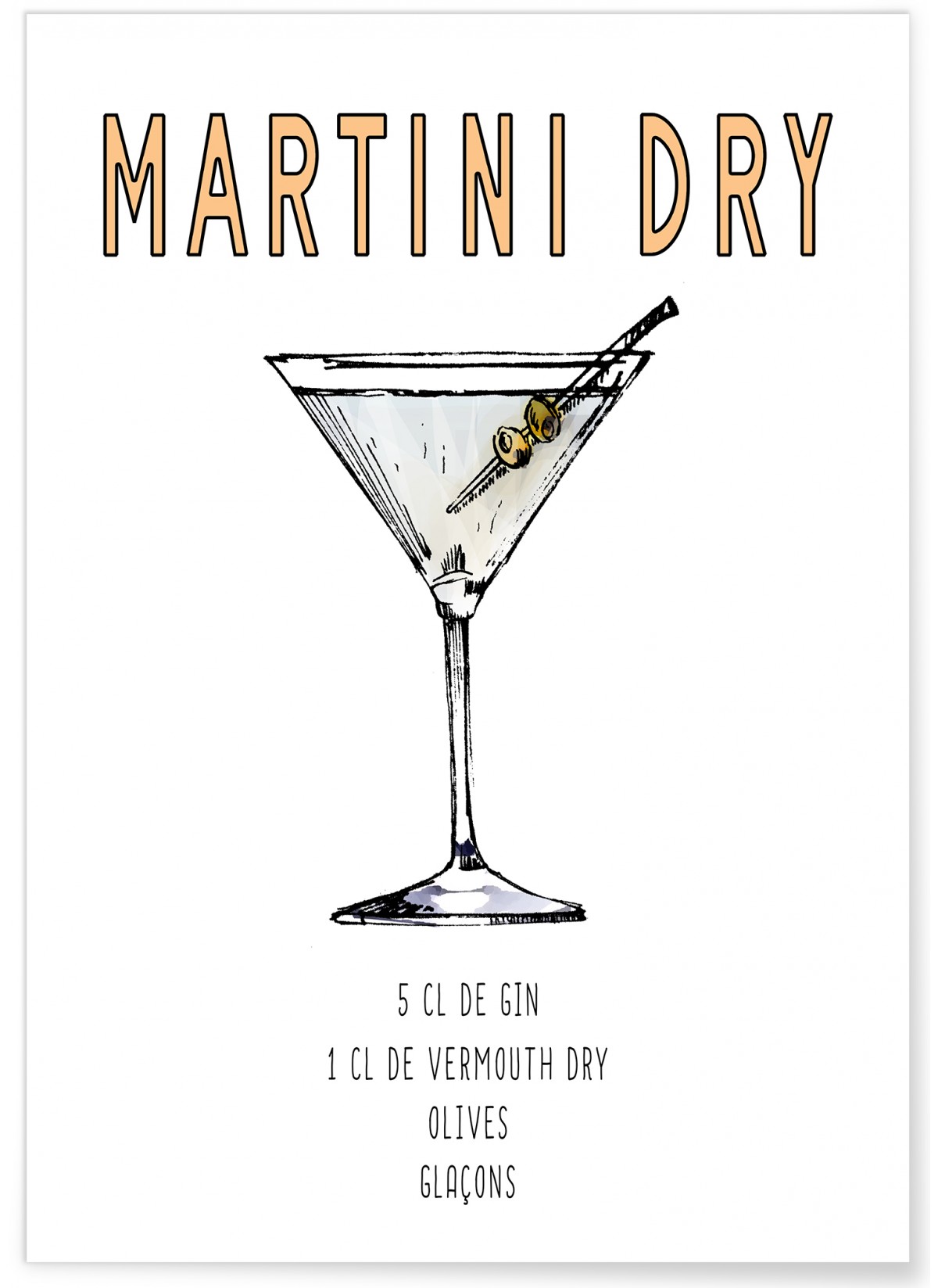 Affiche Cocktail Martini Dry, L'AFFICHERIE