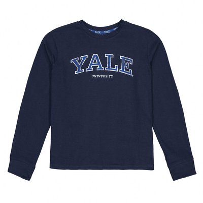 Logo Print Cotton T-Shirt with Long Sleeves YALE