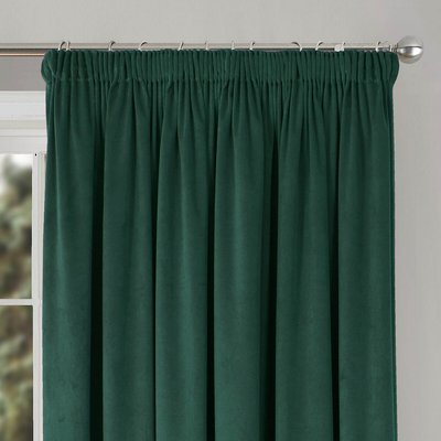Clever Velvet Lined Pencil Pleat Single Door Curtain in Bottle Green SO'HOME