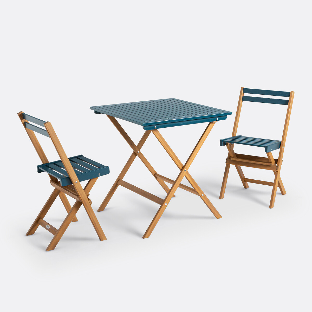 Set de jardin pliable, en acacia, 2 places, table carrée et 2 chaises, DUDENA, LA REDOUTE INTERIEURS