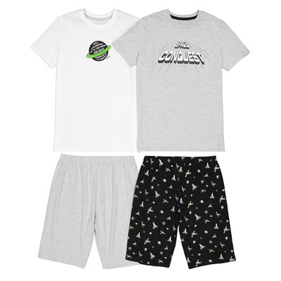 Pack of 2 Short Pyjamas in Cotton with Space Print LA REDOUTE COLLECTIONS