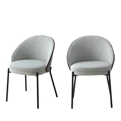 Lot de 2 chaises en tissu et métal gris clair - CANELAS HOUSE NORDIC