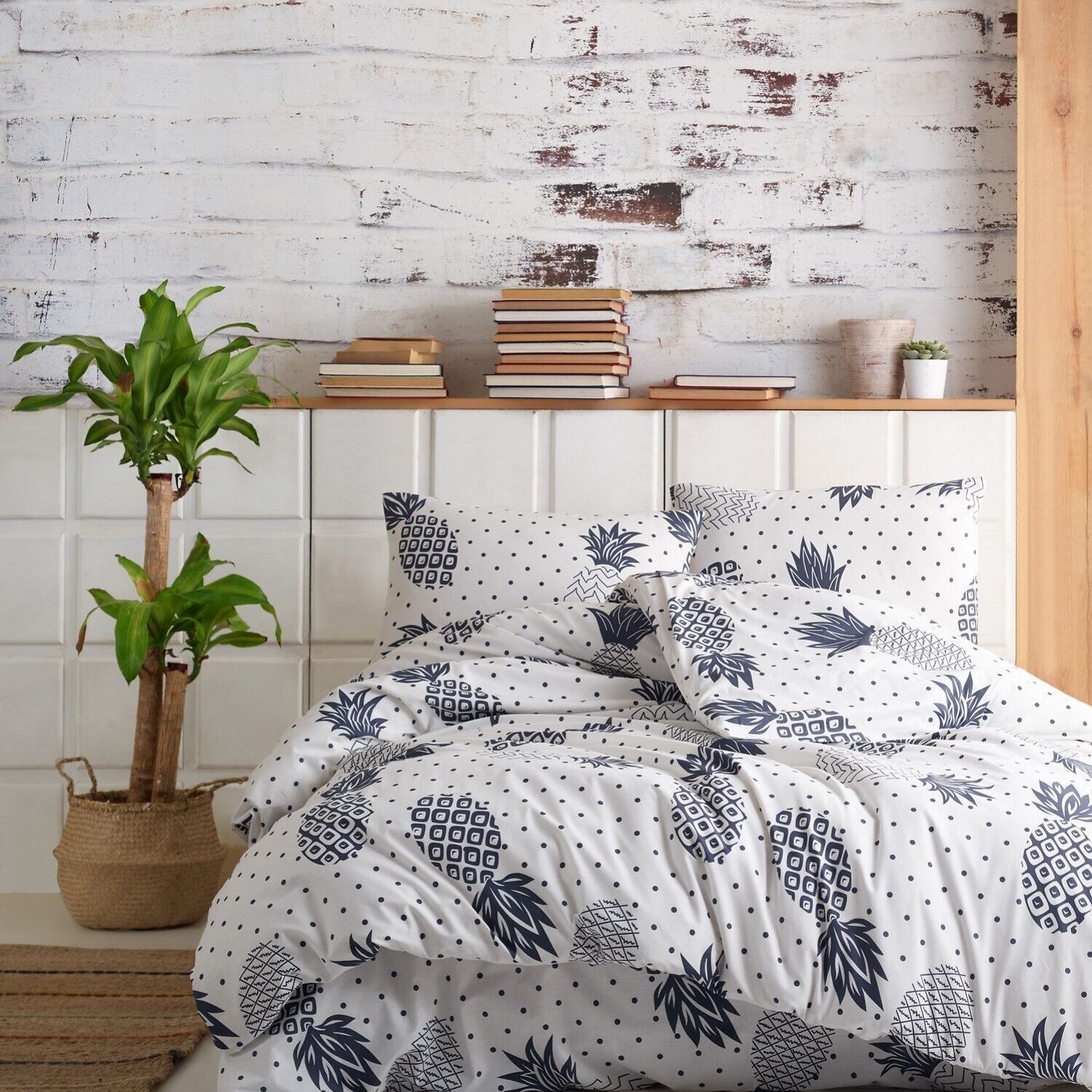 Parure housse de couette imprimée + taie(s) en coton, Night White, C DESIGN HOME TEXTILE