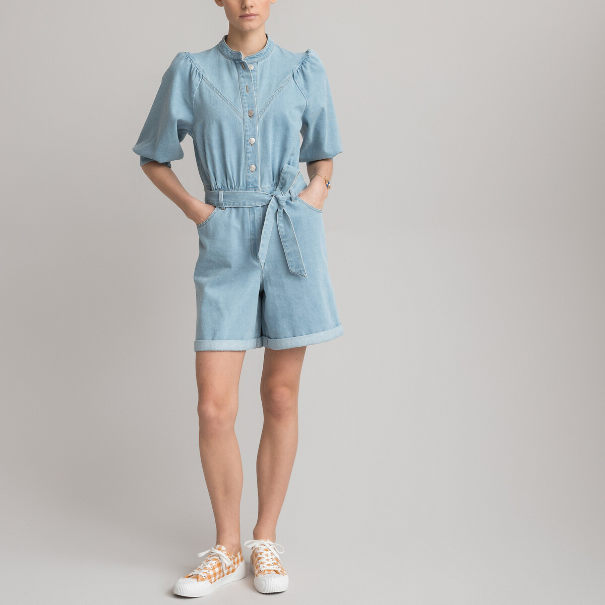 Combi short manches courtes ballonnées La Redoute Femme Vêtements Combinaisons & Combishorts Combi-shorts 