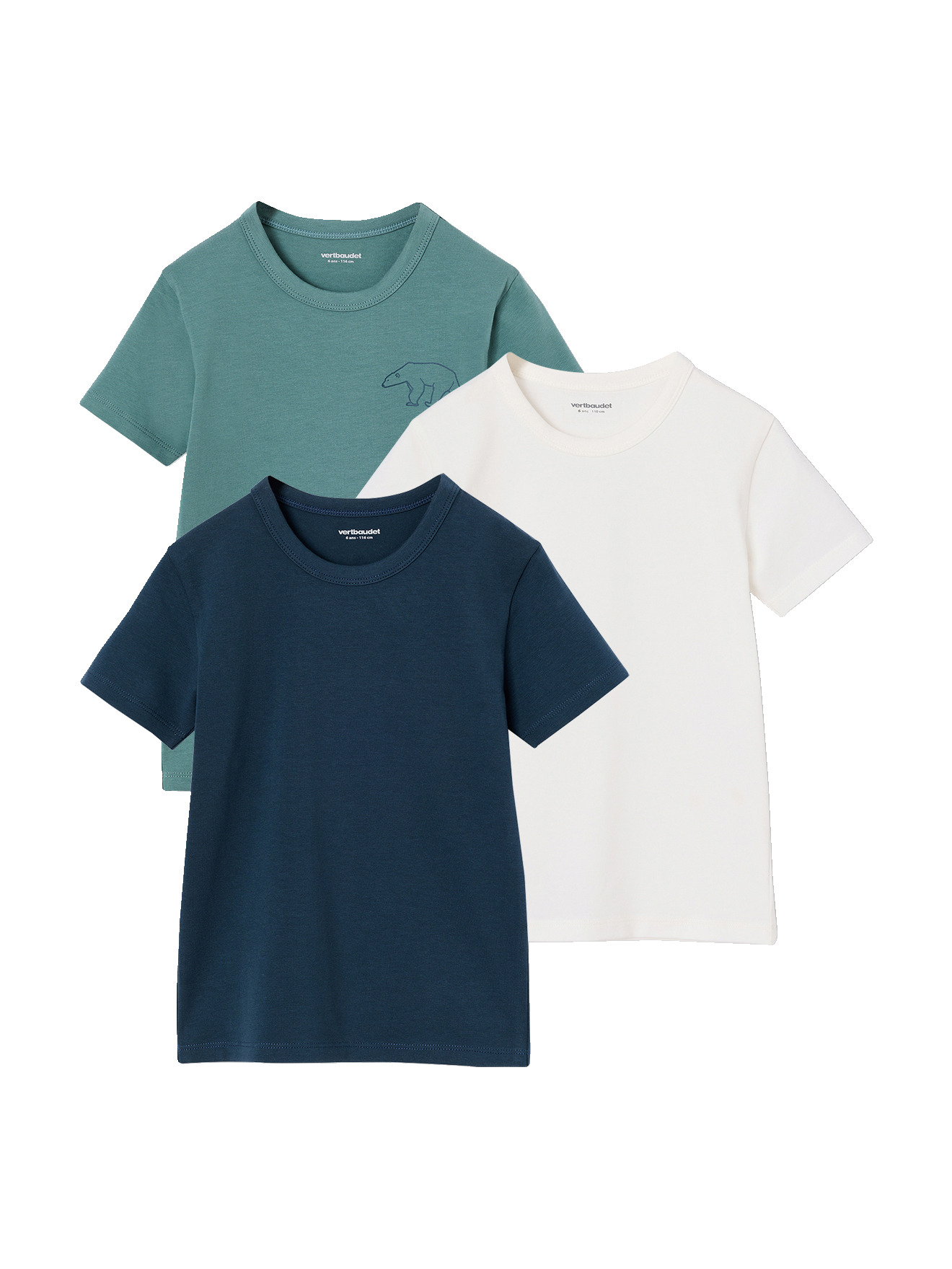 Lot de 3 T-shirts manches courtes, VERTBAUDET