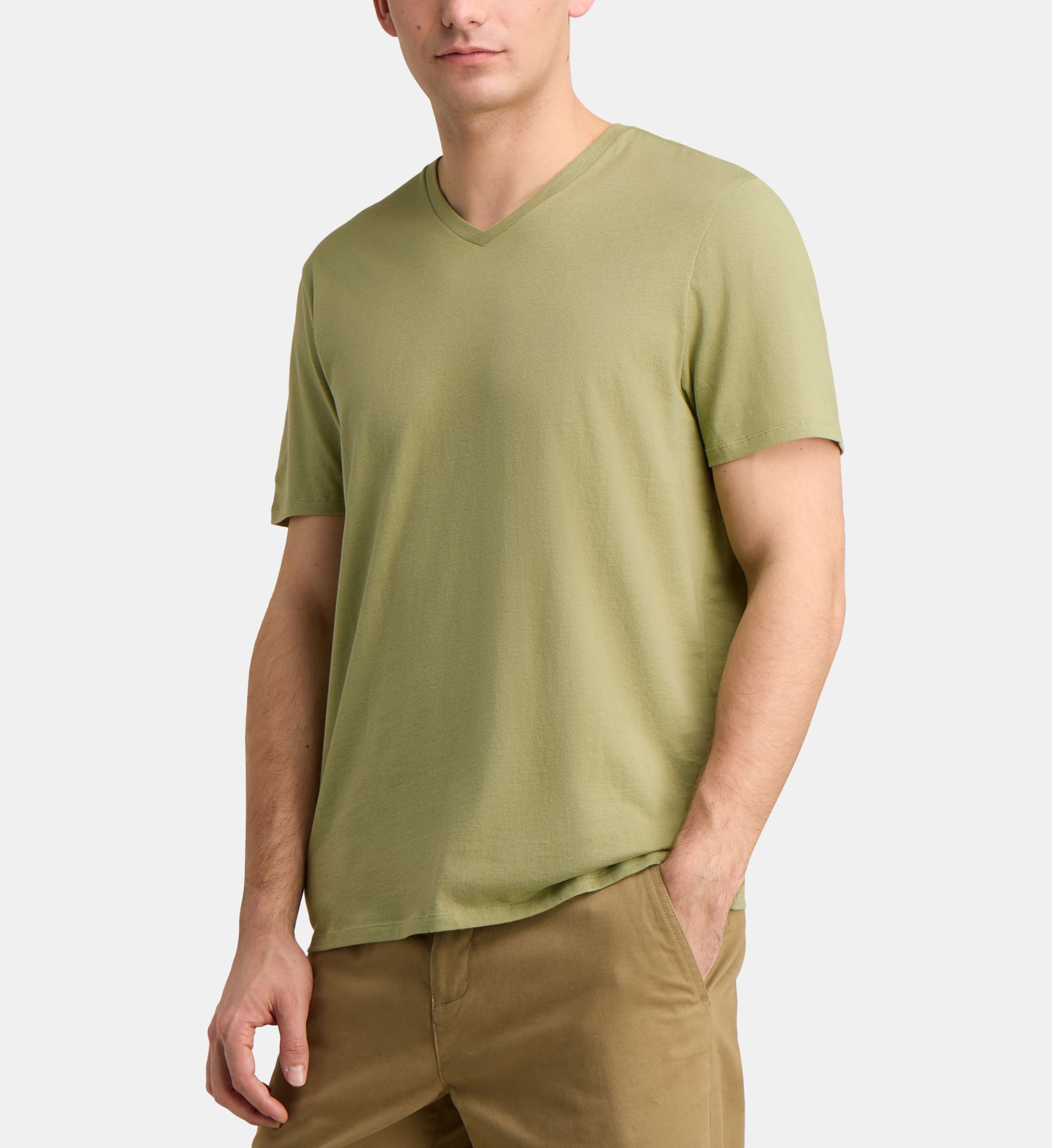 T-shirt sishev droit coton biologique col v, GALERIES LAFAYETTE