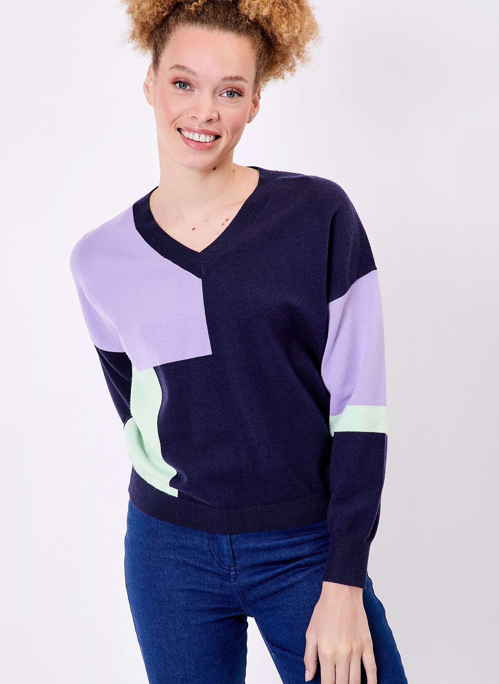 Pull tricot patchwork ALISO, LA FIANCÉE