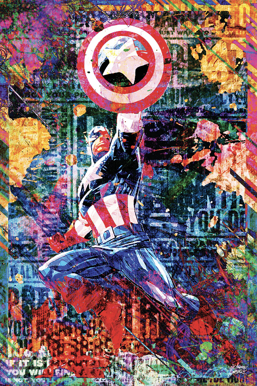 Tableau graffiti captain america, HEXOA