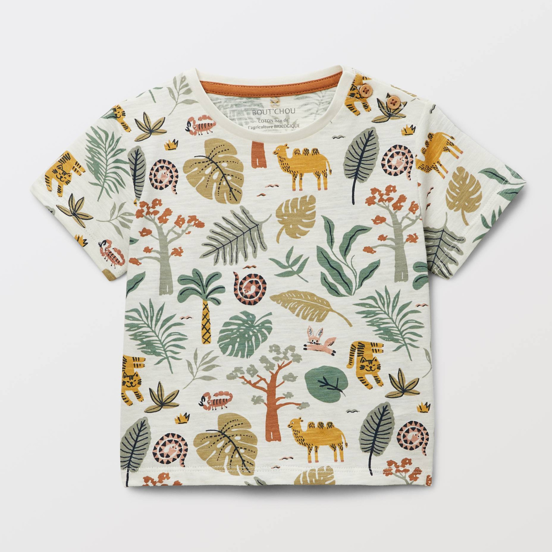 T-shirt manches courtes imprimé en coton BIO GOTS, BOUT'CHOU