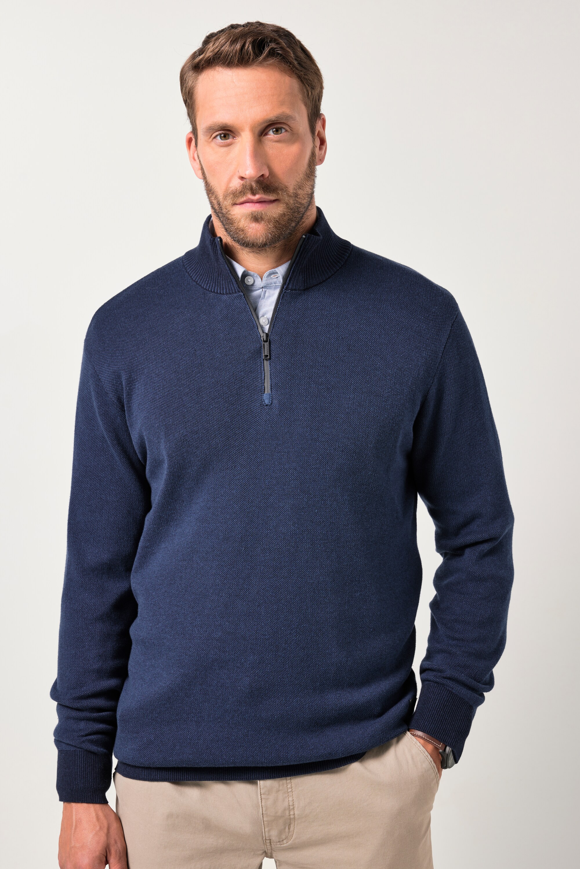 Pull camionneur en maille, col zippé, JP1880