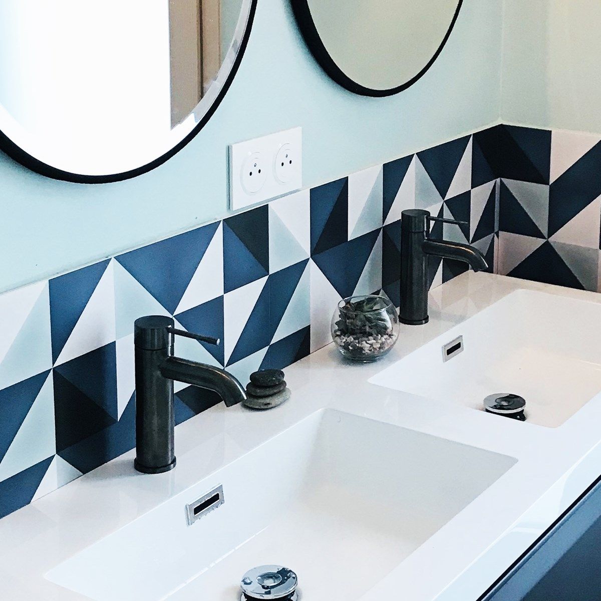 Crédence salle de bain adhésive scandi indigo - lot de 2 multicolore 99Deco  | La Redoute