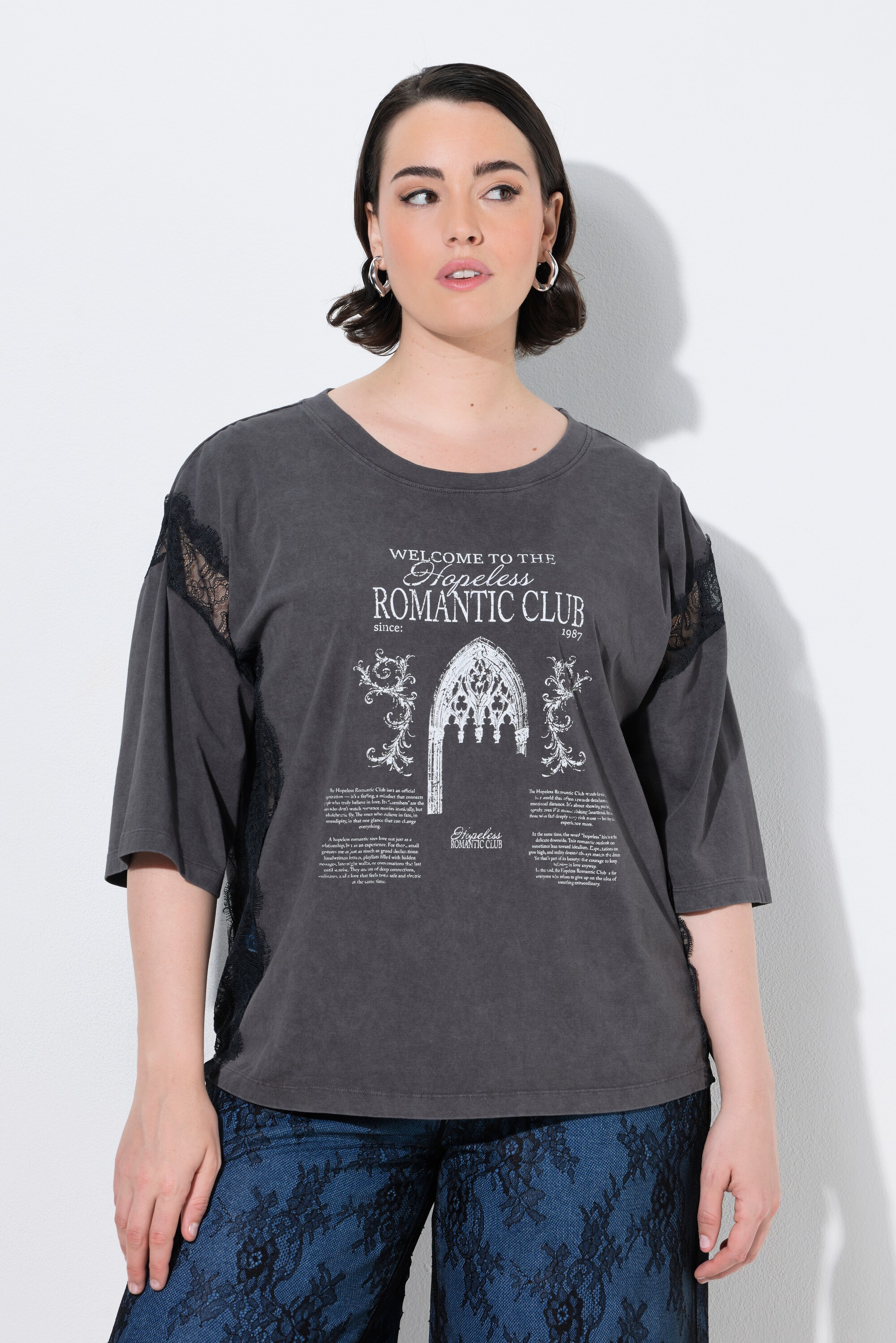 T-shirt avec empiècements en dentelle, ULLA POPKEN