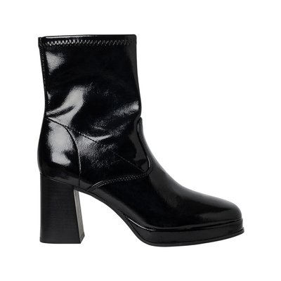 Patent Heeled Ankle Boots with Square Toe TAMARIS
