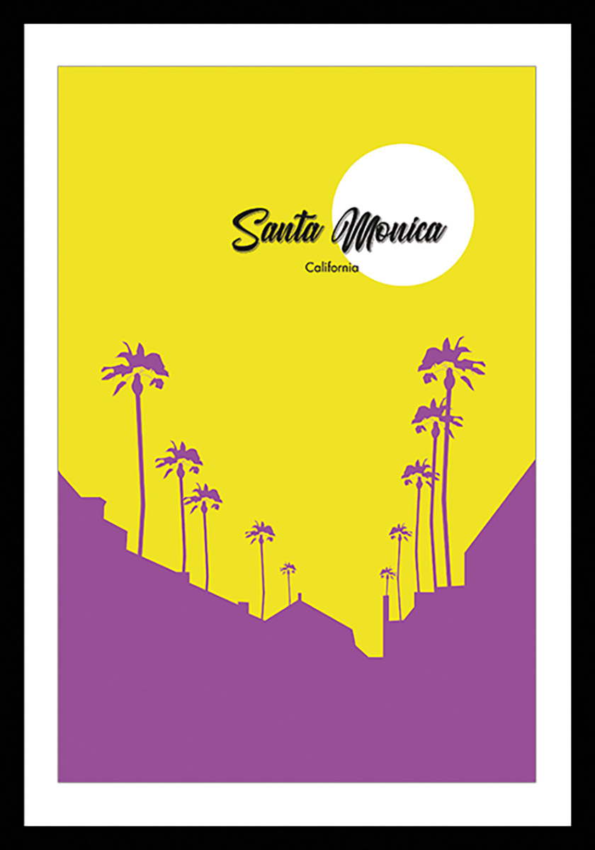 Affiche graphique santa monica californie, HEXOA