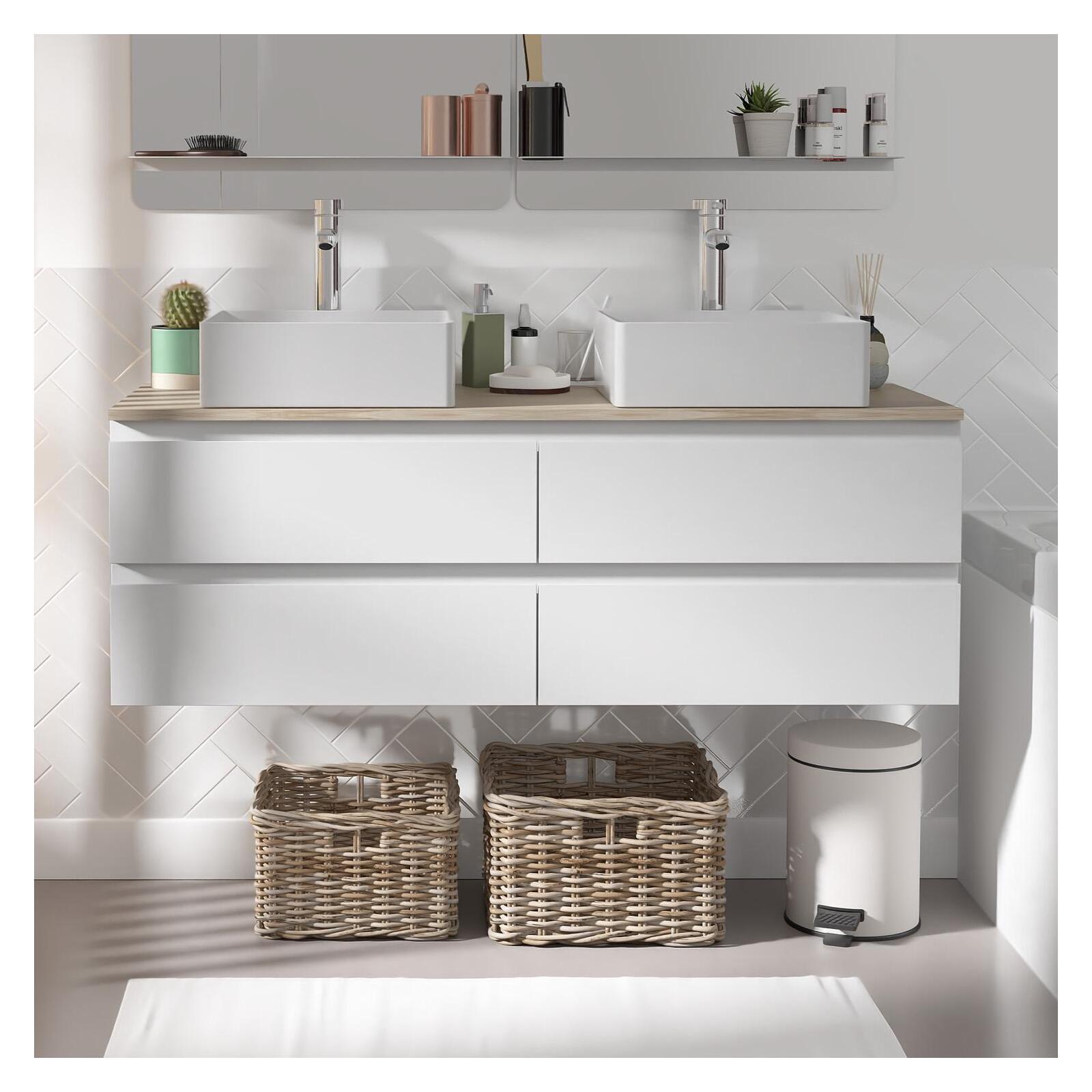 Ensemble double vasque suspendu avec vasques et robinets 120 cm SORRENTO, MOB IN