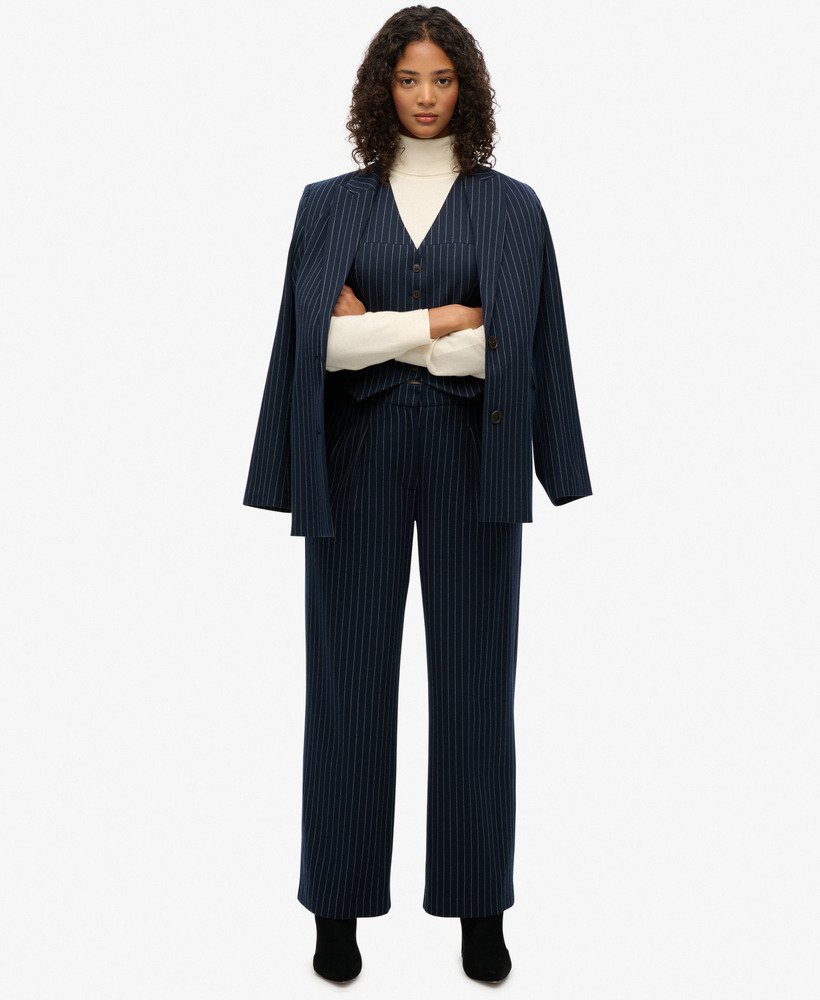 Pantalon Pinstripe Taille Haute Coupe Classique, SUPERDRY